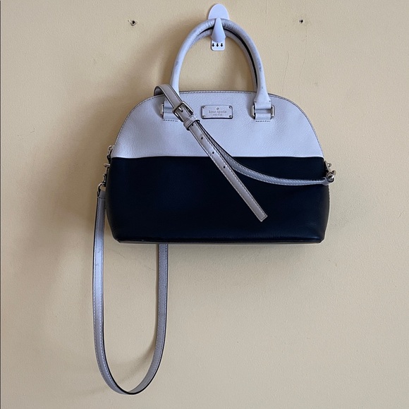 Kate Spade Grove Street Carli Satchel Two-Tone Black White Leather Crossbody Bag - Picture 10 of 13